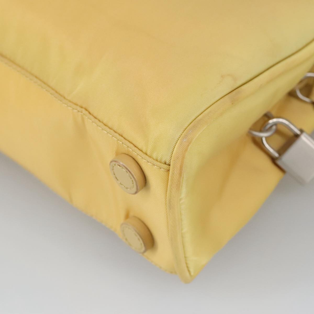 PRADA Hand Bag Nylon Yellow Auth 100644