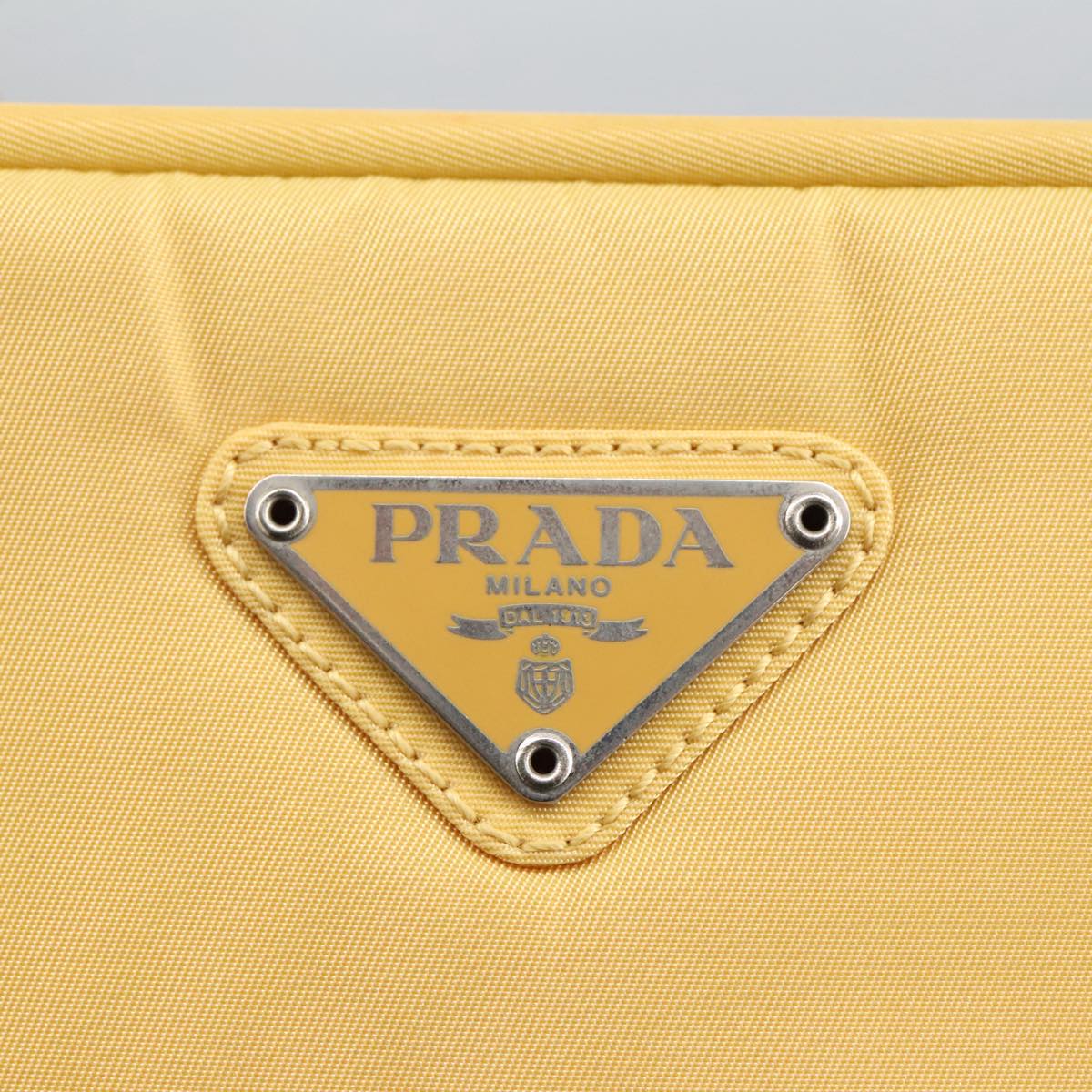 PRADA Hand Bag Nylon Yellow Auth 100644