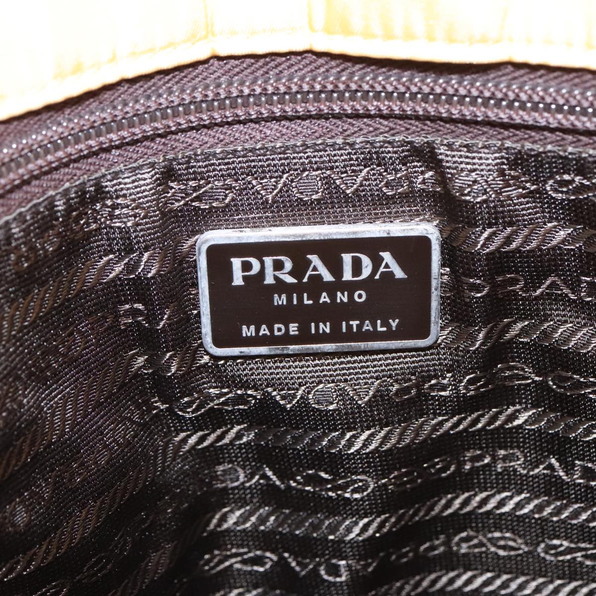 PRADA Hand Bag Nylon Yellow Auth 100644