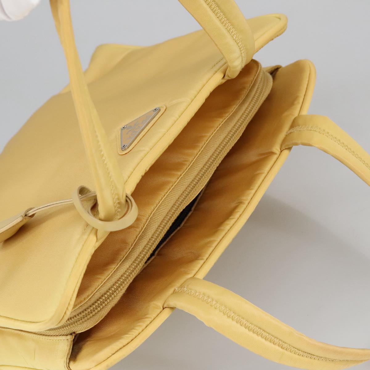 PRADA Hand Bag Nylon Yellow Auth 100644