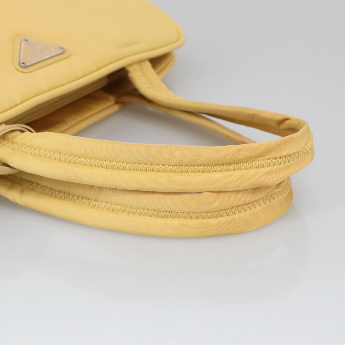 PRADA Hand Bag Nylon Yellow Auth 100644