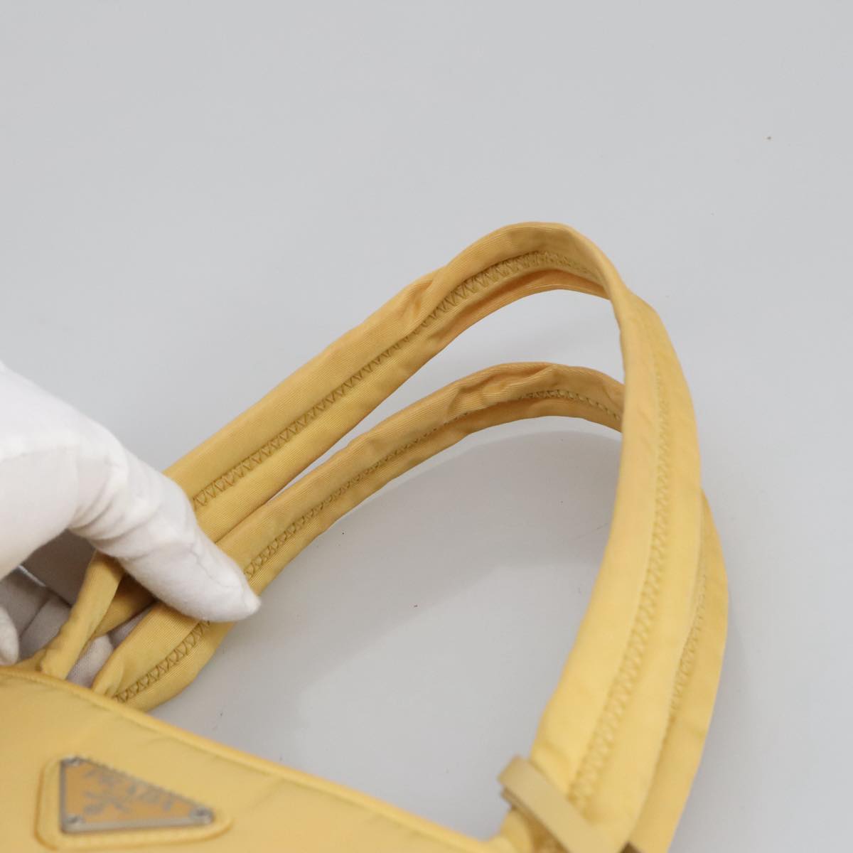 PRADA Hand Bag Nylon Yellow Auth 100644