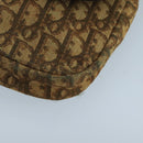 Christian Dior Trotter Canvas Shoulder Bag Beige Dark Brown Gold Auth 100648-14