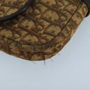 Christian Dior Trotter Canvas Shoulder Bag Beige Dark Brown Gold Auth 100648-15