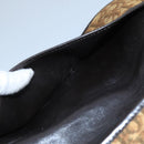 Christian Dior Trotter Canvas Shoulder Bag Beige Dark Brown Gold Auth 100648-12