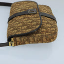 Christian Dior Trotter Canvas Shoulder Bag Beige Dark Brown Gold Auth 100648-4