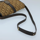 Christian Dior Trotter Canvas Shoulder Bag Beige Dark Brown Gold Auth 100648-7