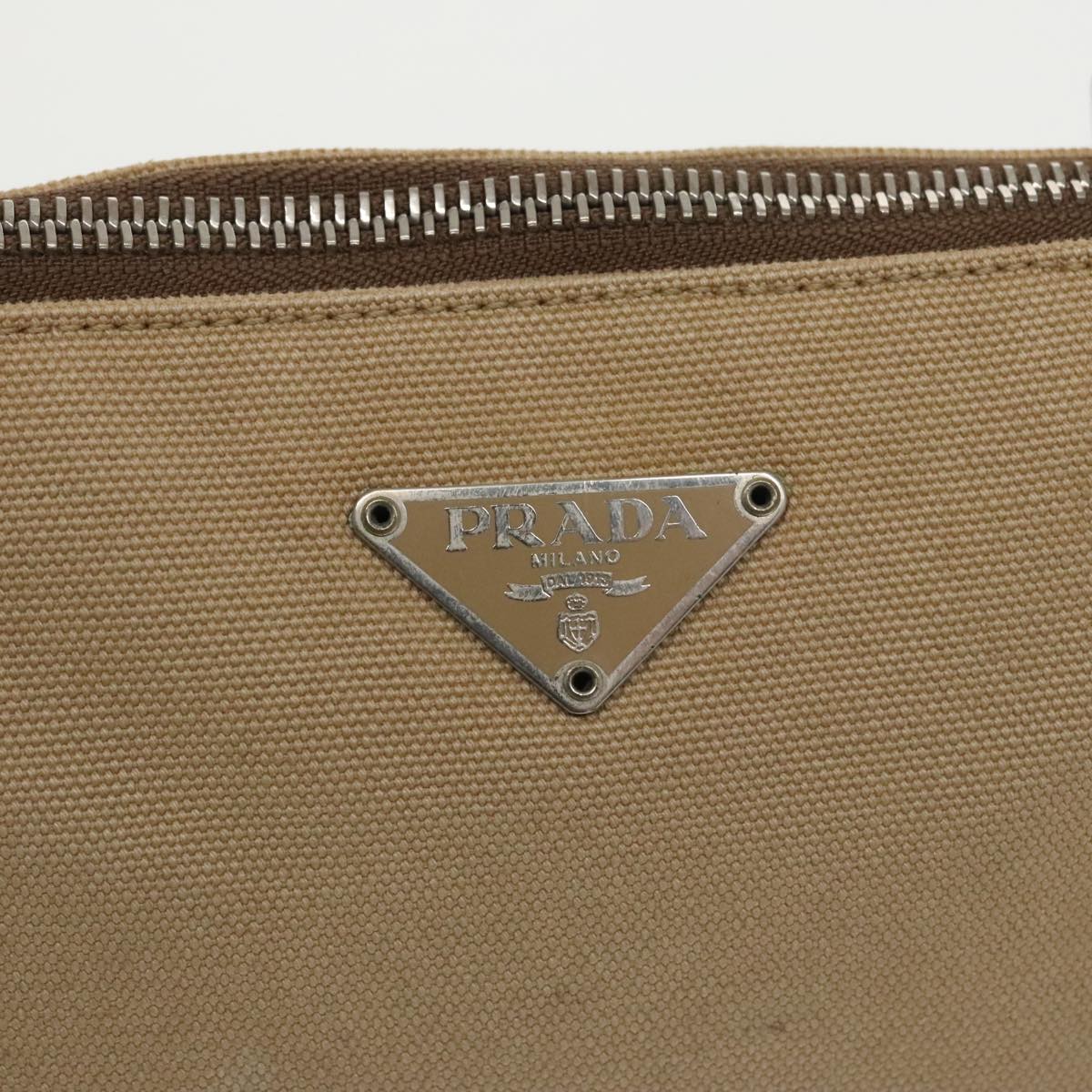 PRADA Hand Bag Canvas Beige Auth 100651