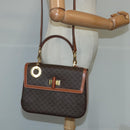 CELINE Macadam Canvas Hand Bag PVC Leather 2way Brown Gold Auth 100655-24