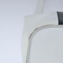 CELINE Ribbon Tote Bag Leather White Black Auth 100656-9