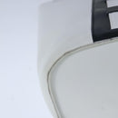 CELINE Ribbon Tote Bag Leather White Black Auth 100656-15