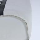 CELINE Ribbon Tote Bag Leather White Black Auth 100656-16