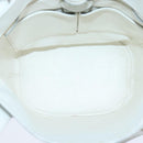 CELINE Ribbon Tote Bag Leather White Black Auth 100656-10