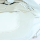 CELINE Ribbon Tote Bag Leather White Black Auth 100656-19