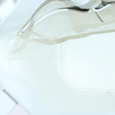 CELINE Ribbon Tote Bag Leather White Black Auth 100656-20