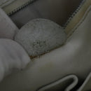 CELINE Ribbon Tote Bag Leather White Black Auth 100656-12