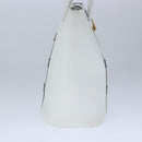 CELINE Ribbon Tote Bag Leather White Black Auth 100656-3