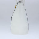 CELINE Ribbon Tote Bag Leather White Black Auth 100656-4