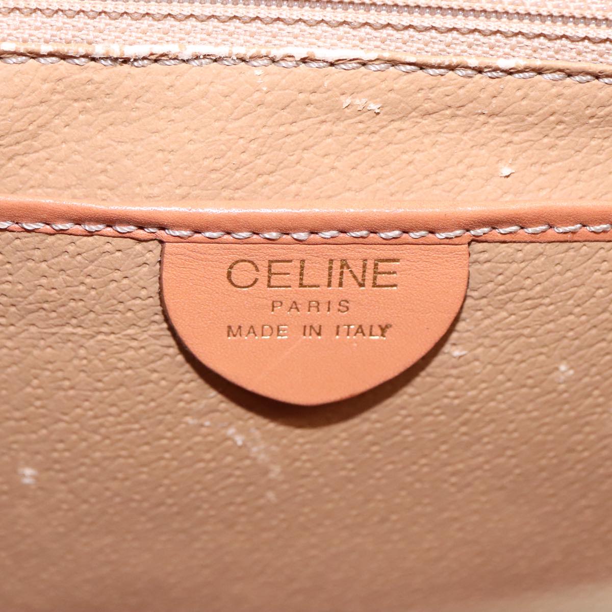 CELINE Macadam Canvas Hand Bag PVC Leather Brown Gold Auth 100657