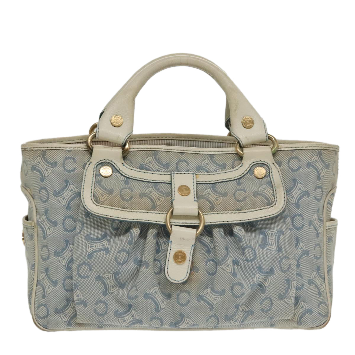 CELINE Paris Macadam Canvas Boogie bag Hand Bag Light Blue Auth 100659 - 0