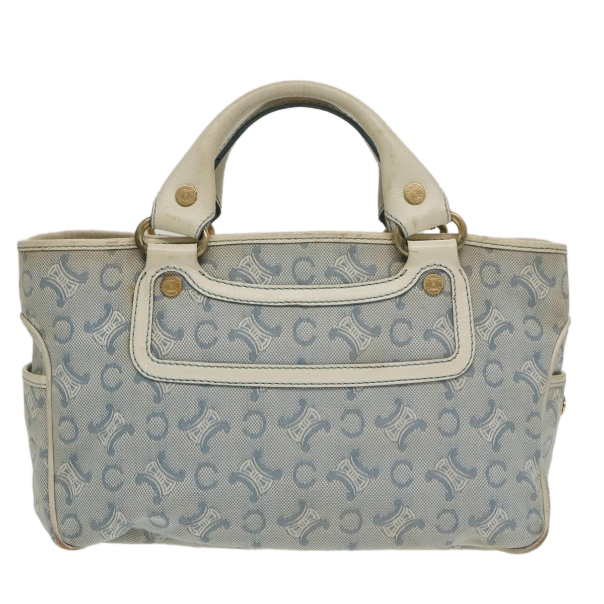 CELINE Paris Macadam Canvas Boogie bag Hand Bag Light Blue Auth 100659