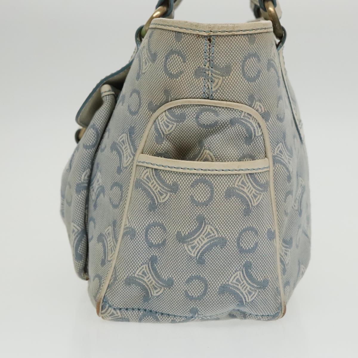 CELINE Paris Macadam Canvas Boogie bag Hand Bag Light Blue Auth 100659