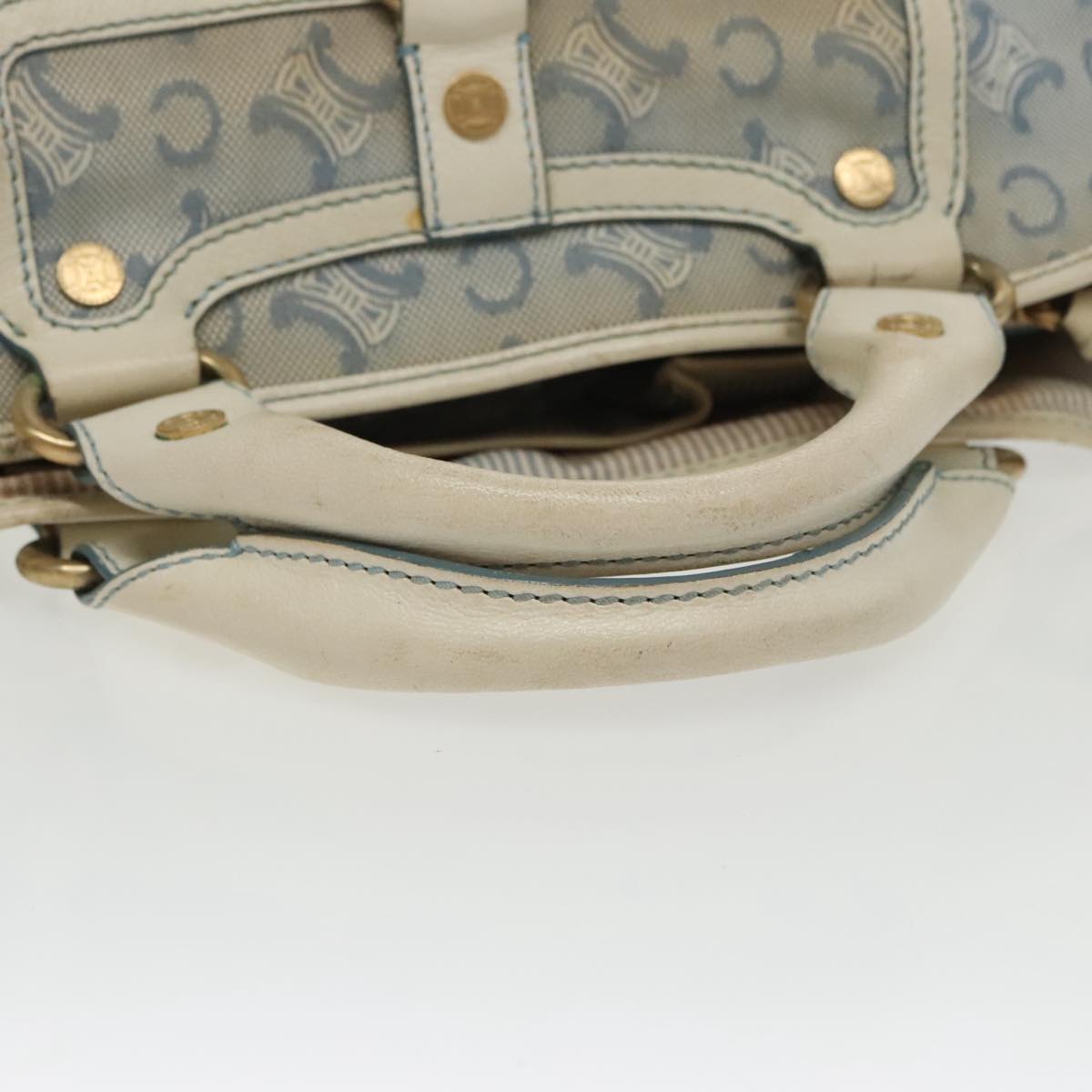 CELINE Paris Macadam Canvas Boogie bag Hand Bag Light Blue Auth 100659