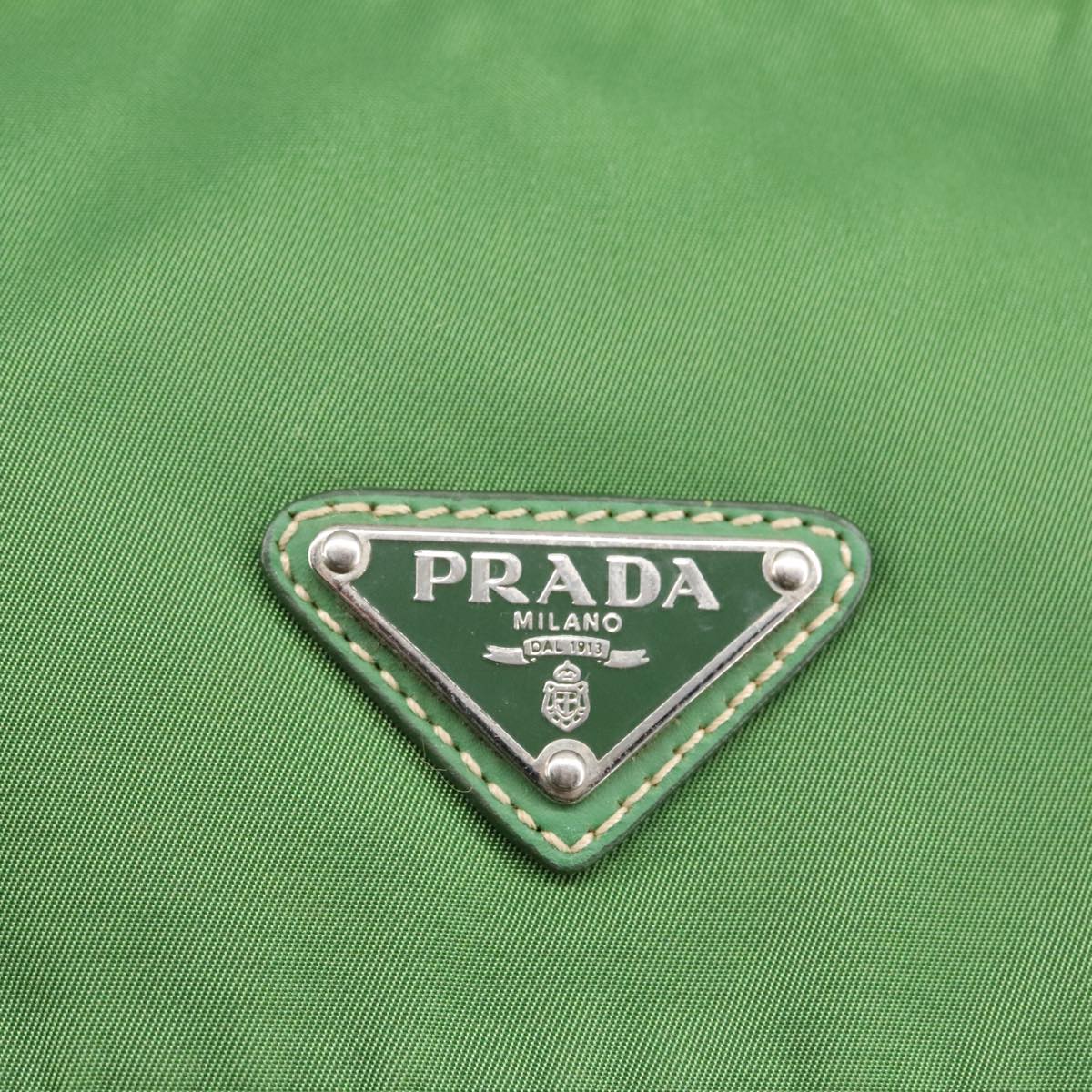 PRADA Shoulder Bag Nylon Green Silver Auth 100663