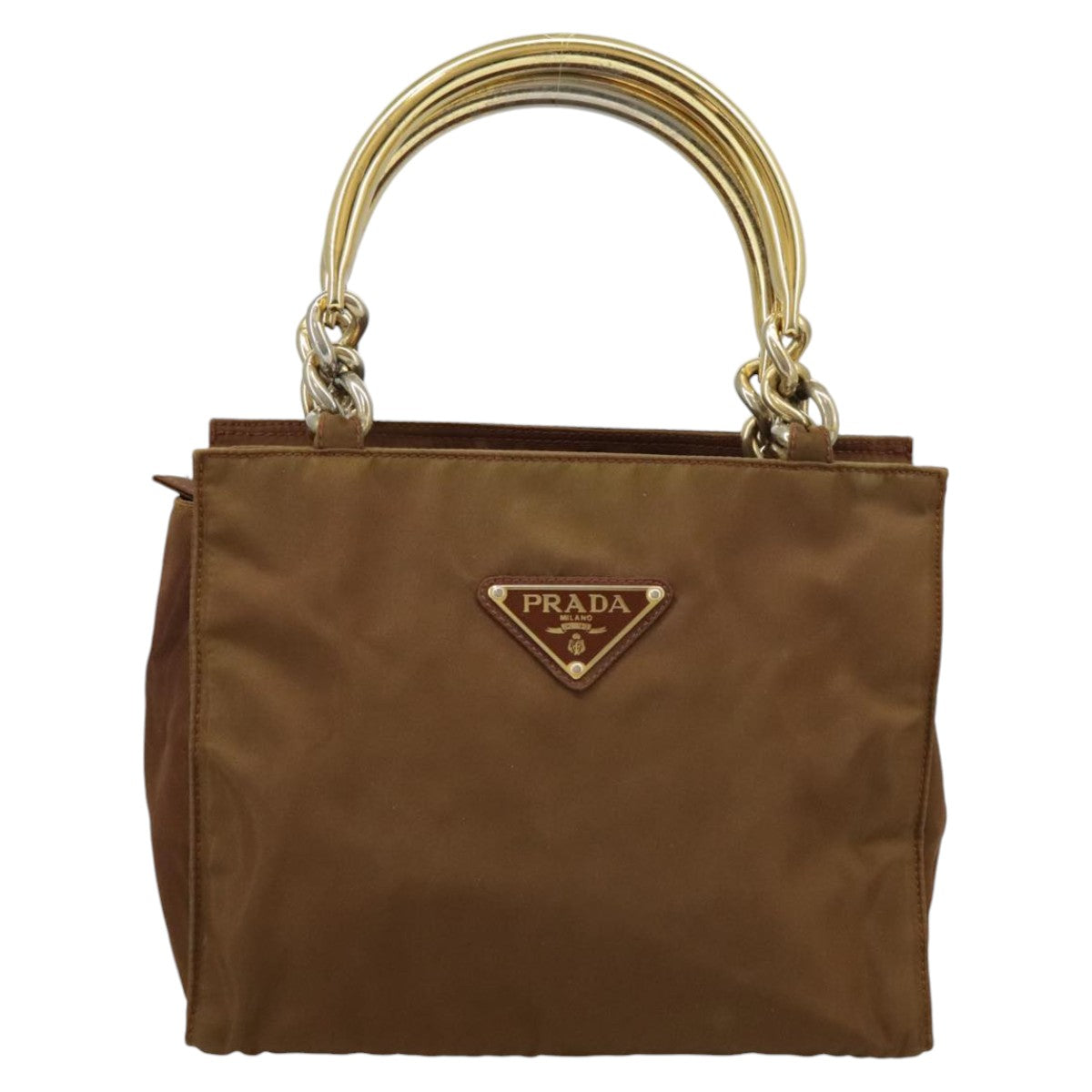 PRADA Hand Bag Nylon Brown Auth 100666 - 0