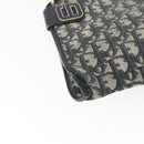 Christian Dior Trotter Canvas Shoulder Bag Beige Navy gold Auth 100669-11