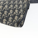 Christian Dior Trotter Canvas Shoulder Bag Beige Navy gold Auth 100669-12