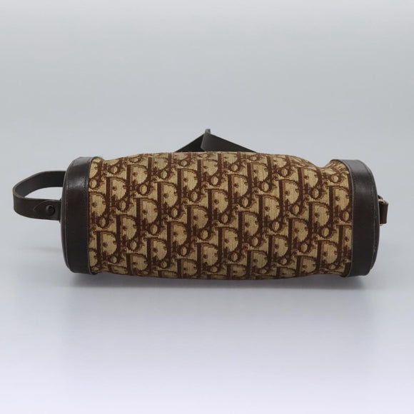 Christian Dior Trotter Canvas Shoulder Bag Beige Brown gold Auth 100672