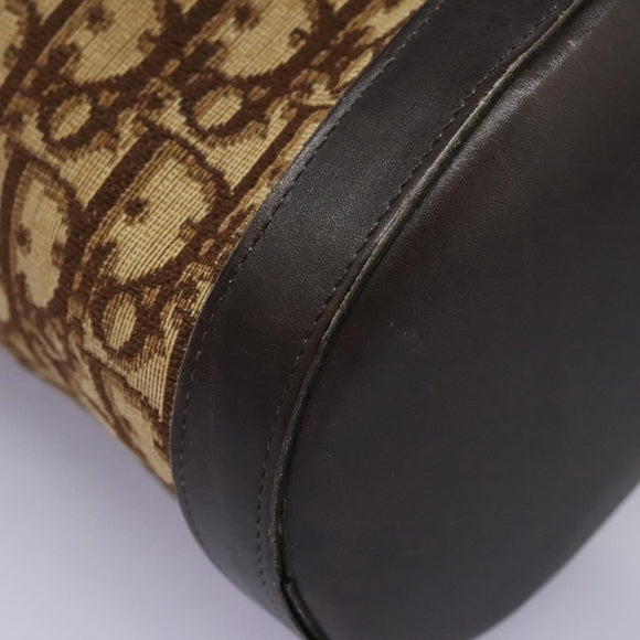 Christian Dior Trotter Canvas Shoulder Bag Beige Brown gold Auth 100672