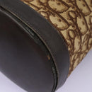 Christian Dior Trotter Canvas Shoulder Bag Beige Brown gold Auth 100672-13
