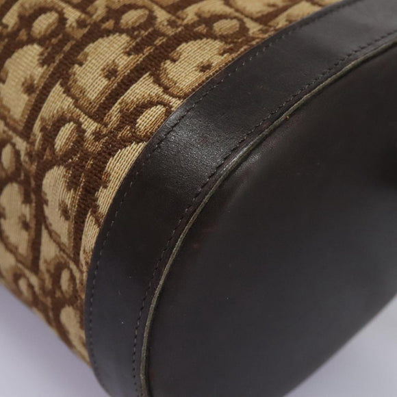 Christian Dior Trotter Canvas Shoulder Bag Beige Brown gold Auth 100672