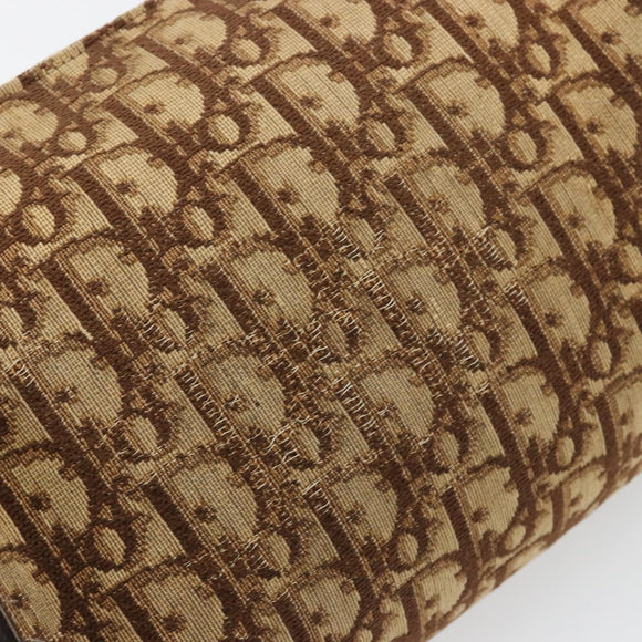 Christian Dior Trotter Canvas Shoulder Bag Beige Brown gold Auth 100672