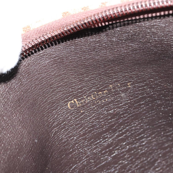 Christian Dior Trotter Canvas Shoulder Bag Beige Brown gold Auth 100672