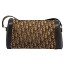 Christian Dior Trotter Canvas Shoulder Bag Beige Brown gold Auth 100672-2