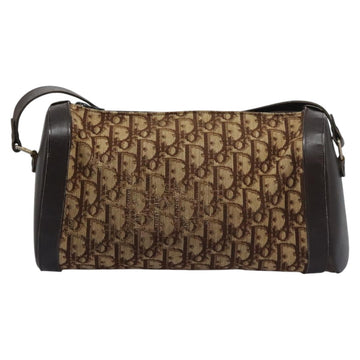 Christian Dior Trotter Canvas Shoulder Bag Beige Brown gold Auth 100672 - 0