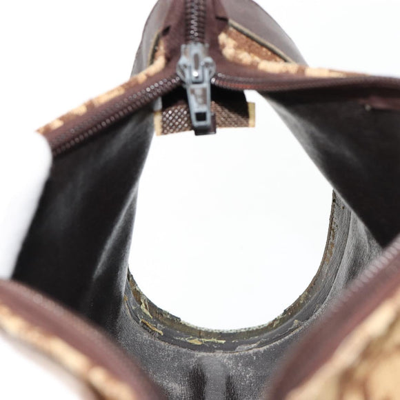 Christian Dior Trotter Canvas Shoulder Bag Beige Brown gold Auth 100672