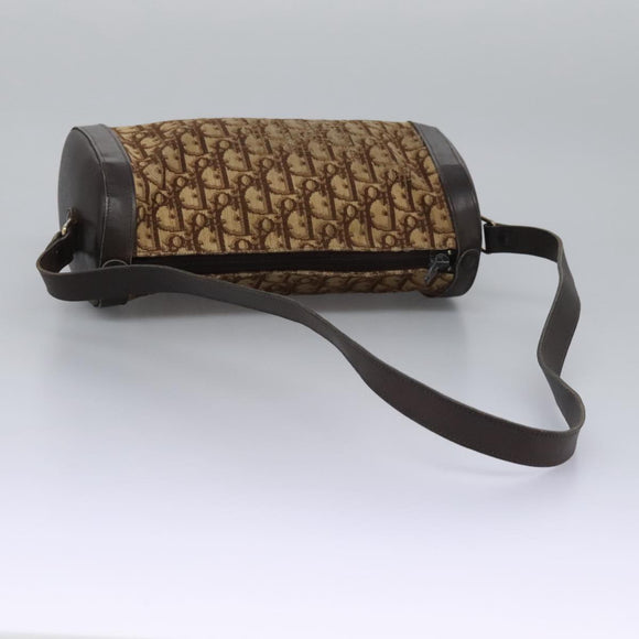 Christian Dior Trotter Canvas Shoulder Bag Beige Brown gold Auth 100672