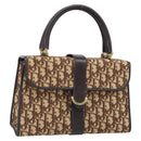 Christian Dior Trotter Canvas Hand Bag Beige Brown Gold Auth 100674-1