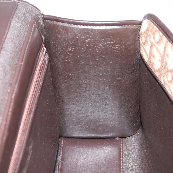 Christian Dior Trotter Canvas Hand Bag Beige Brown Gold Auth 100674