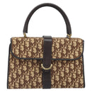 Christian Dior Trotter Canvas Hand Bag Beige Brown Gold Auth 100674-2