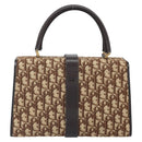 Christian Dior Trotter Canvas Hand Bag Beige Brown Gold Auth 100674-3