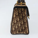 Christian Dior Trotter Canvas Hand Bag Beige Brown Gold Auth 100674-5