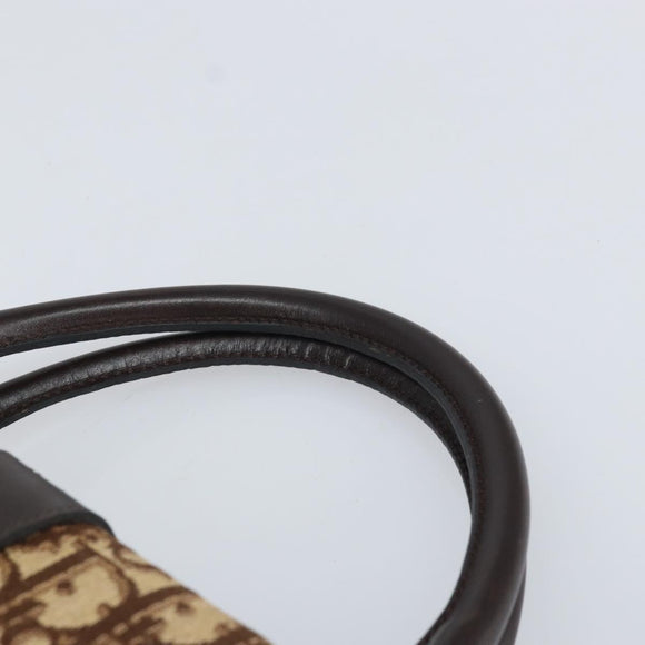 Christian Dior Trotter Canvas Hand Bag Beige Brown Gold Auth 100674