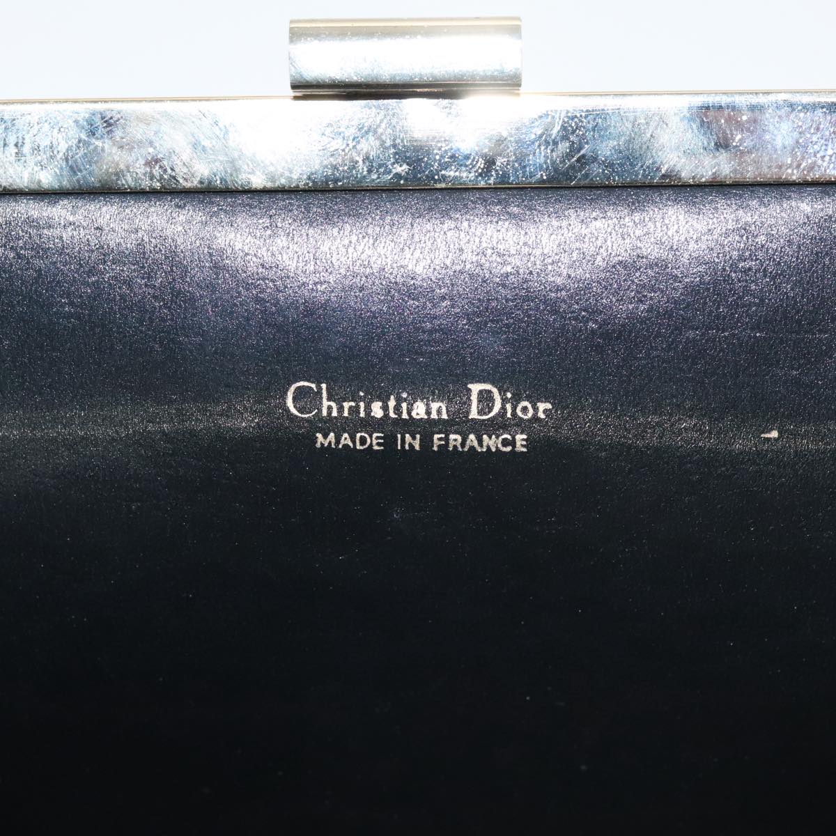 Christian Dior Trotter Canvas Clutch Bag Beige Black Gold Auth 100675