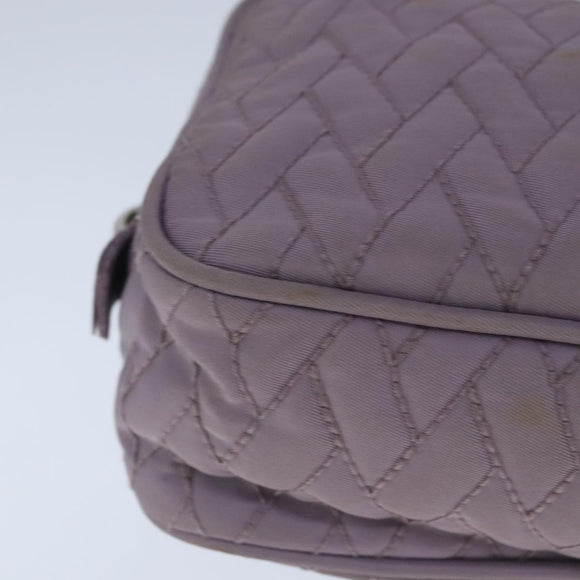 PRADA Quilted Chain Hand Bag Nylon Purple Silver Auth 100678