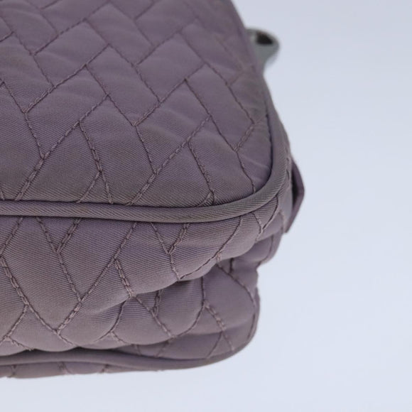 PRADA Quilted Chain Hand Bag Nylon Purple Silver Auth 100678